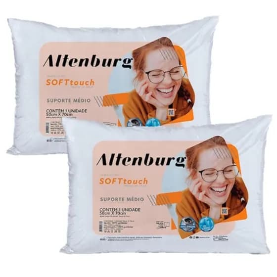 2 Travesseiros Soft Touch Branco 50cm x 70cm Altenburg