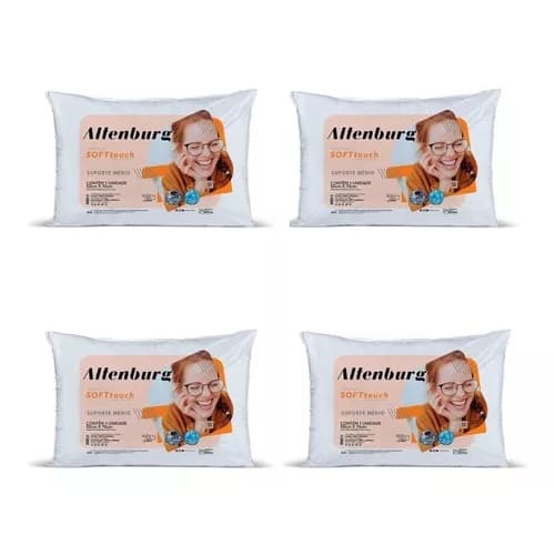 4 Travesseiros Soft Touch Branco 50cm x 70cm Altenburg