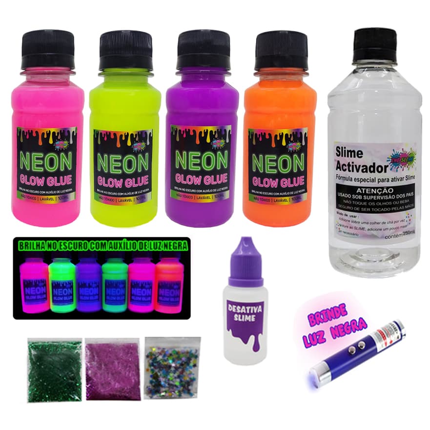 Mini Kit Para Fazer Slime Colas Neon Novidade Top Ine Slime