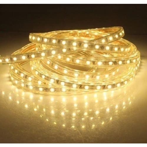 20m Mangueira Fita Chata Quadrada Led 5050 Branco Quente + Conector/Rabicho 110v ou 220v