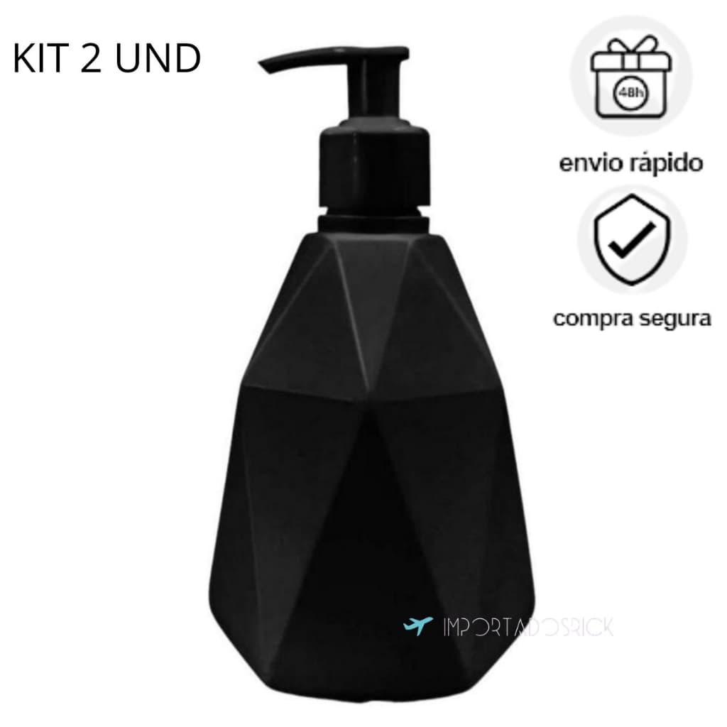 Porta Sabonete Líquido com Bump Dispenser Plástico Preto Diamante