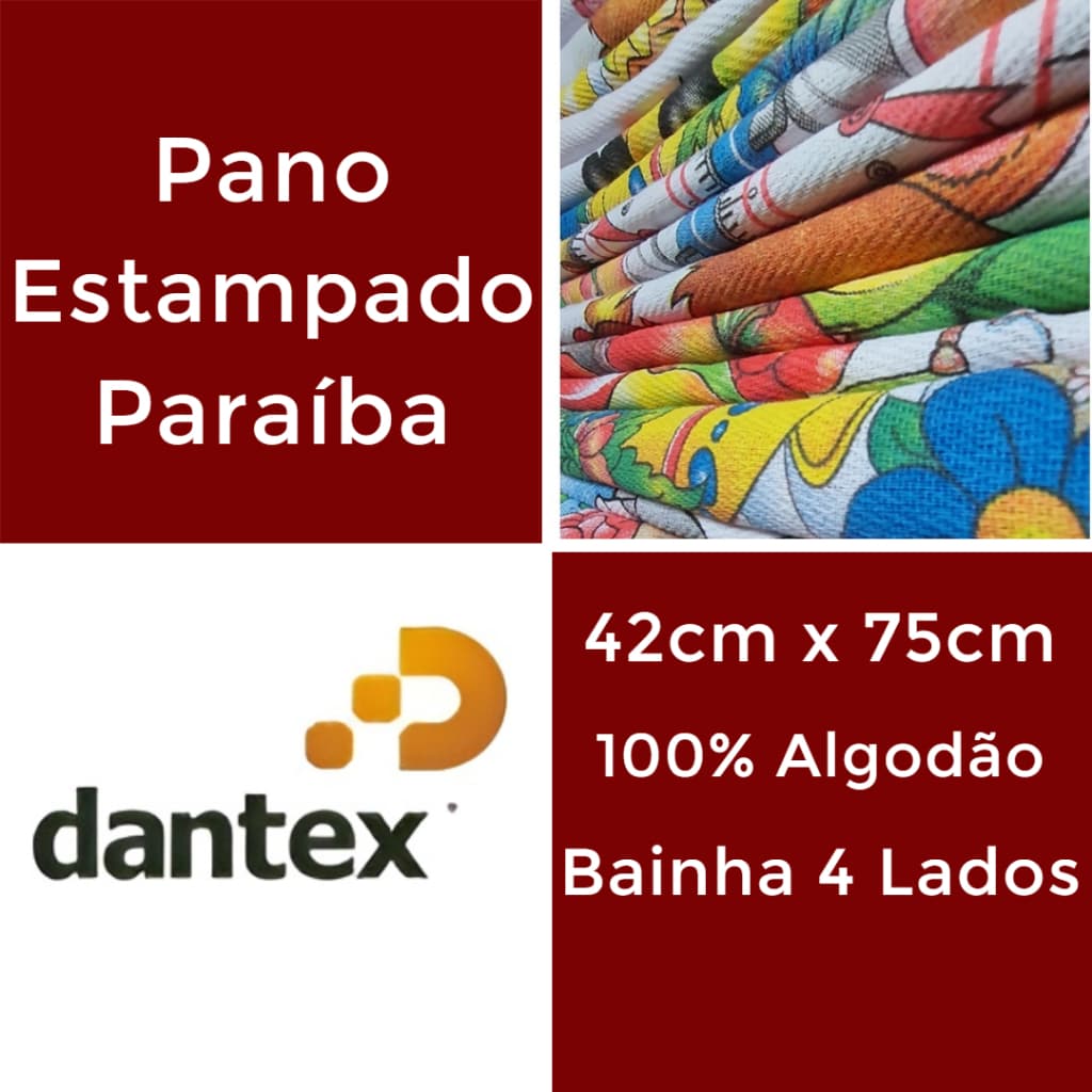 5 Panos de Prato e Copa Paraíba Estampado Sarja Sortido 42 cm x 75 cm 100% Algodão