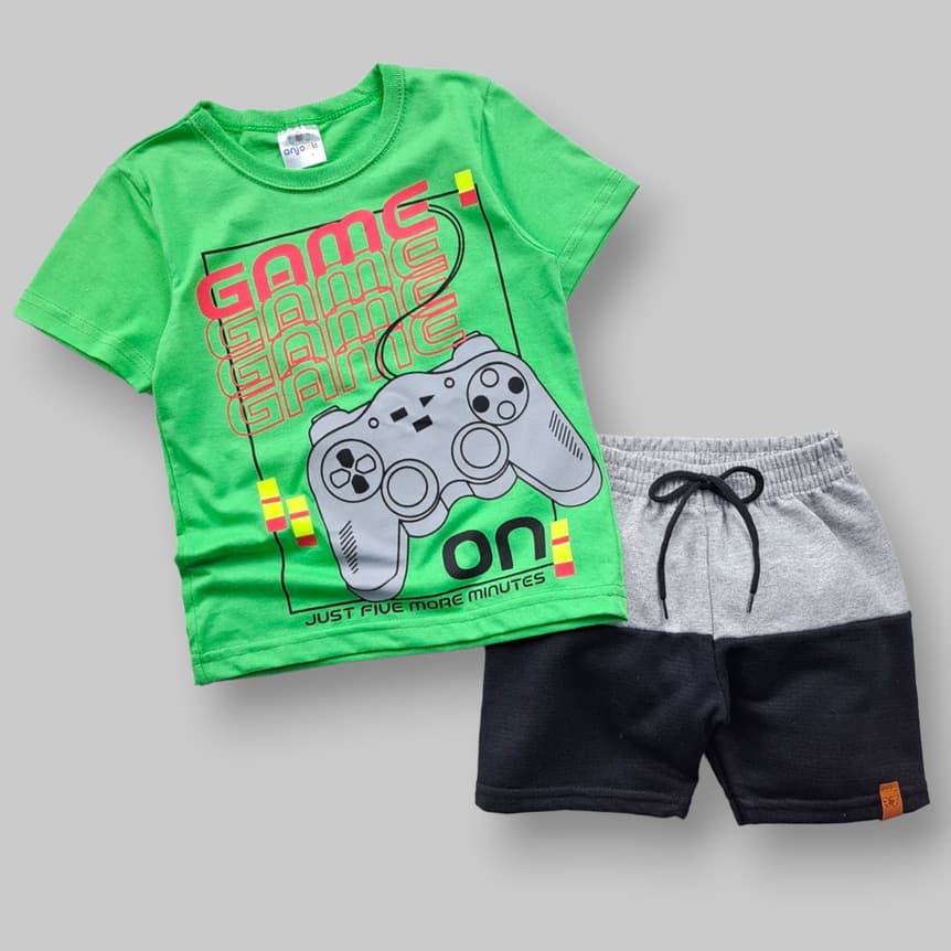 Conjunto Infantil Menino Verão Manga Curta Estampa Divertida