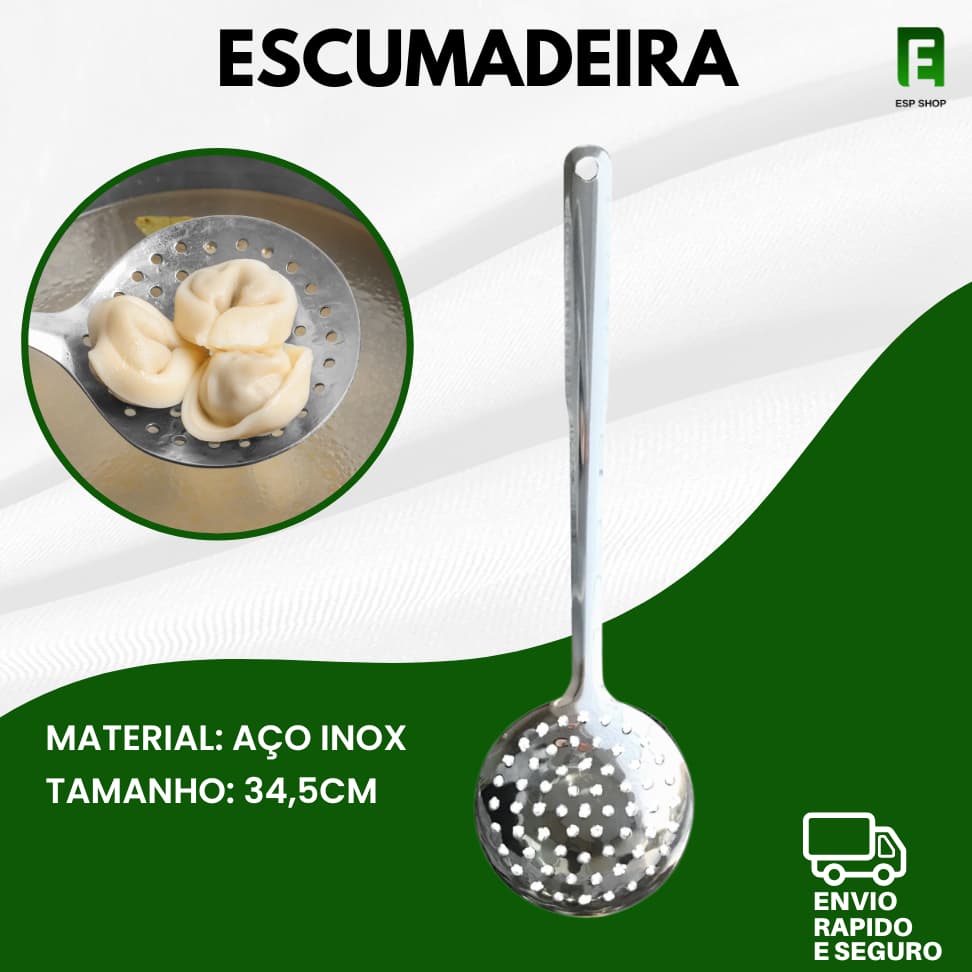 Escumadeira Espumadeira Aço Inox Grande Tramontina 34cm Profissional Resistente