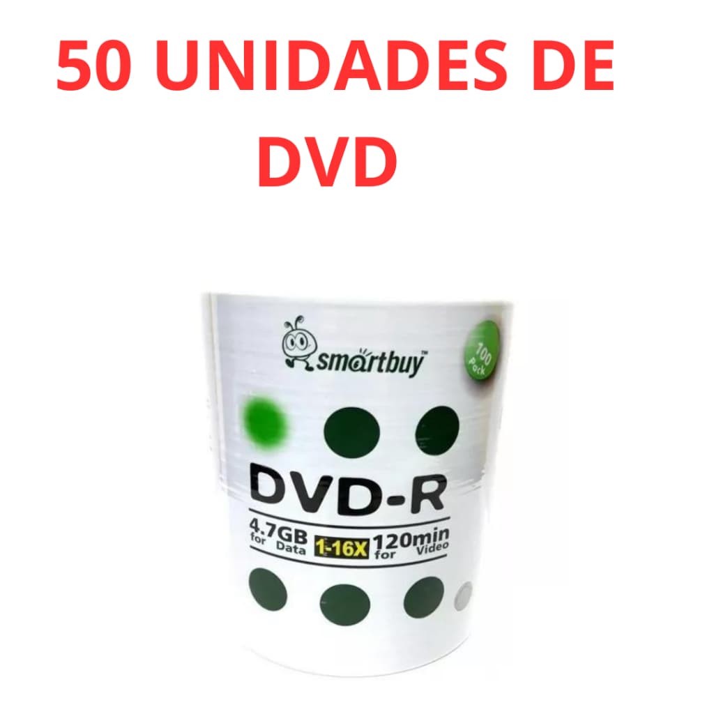 Disco Virgem Dvd-r Smartbuy De 16x /Com 50 Unidades