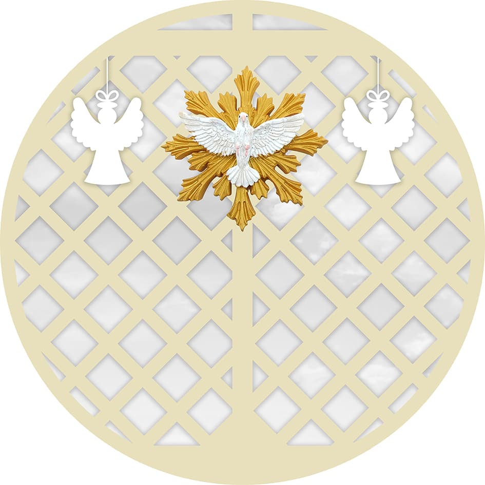 Capa para painel de Festa Redondo 1,50 mts Malha Sublimado Religioso Batizado Divino espirito santo