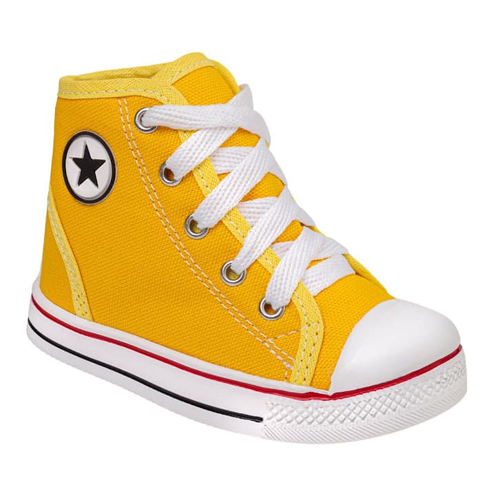 Tênis Cano Alto Infantil Unissex Amarelo *ENVIO IMEDIATO*