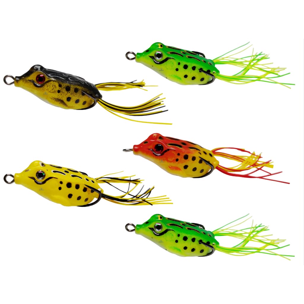 Kit 5x Isca Artificial Sapo Sapinho Frog 5,5cm 9g Anzol Duplo Anti Enrosco para Pesca Traira
