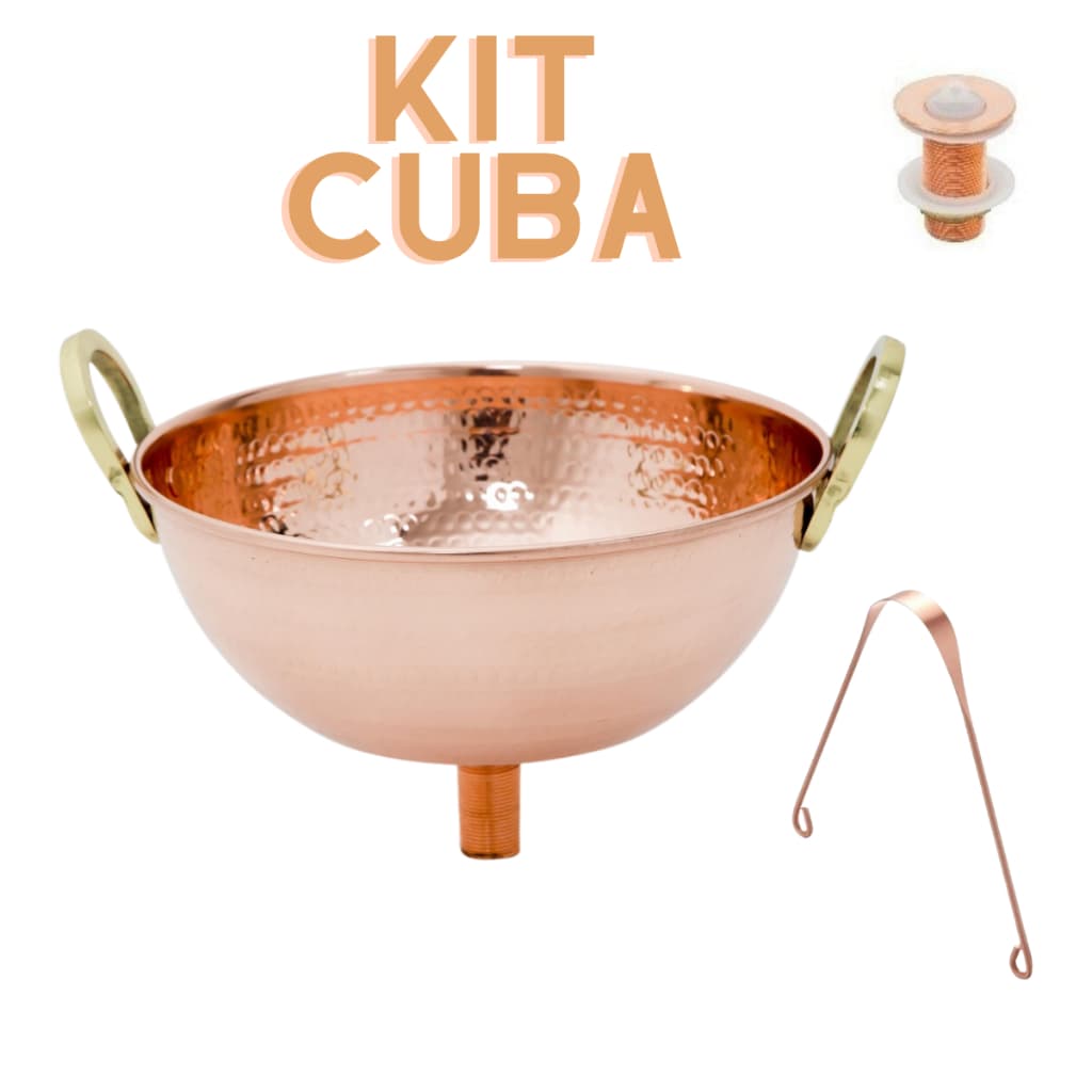 Kit Cuba Apoio de Cobre  + Válvula + Raspador de língua (PROMOÇÃO)