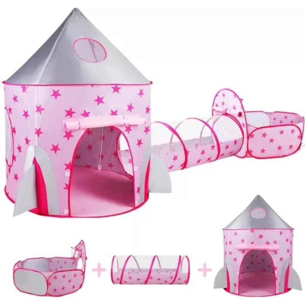 Barraca 3 em 1 Infantil Dobrável Piquenique das Princesas 3x1 Toca Tunel Piscina para Bolinhas DM Toys DMT5880 Barraca 3 em 1 NOVA MODELS