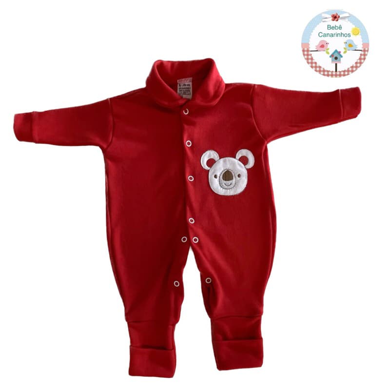 Macacão de Bebê 1 Bordado 100% Algodão Suedine P M G Pé Reversível. Cores Variadas para Meninos e Meninas!