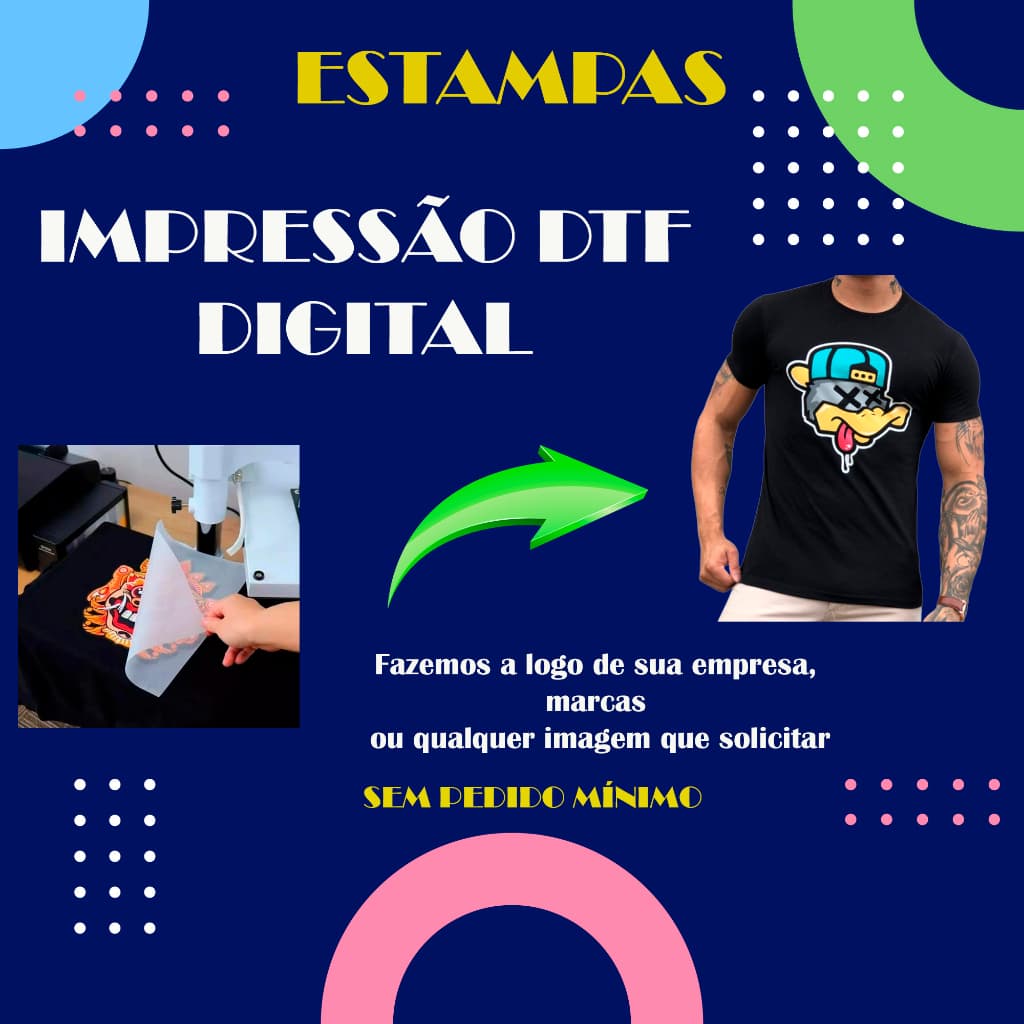 Impressão estampa DTF digital alta resolução tamanho A4 facil aplicação