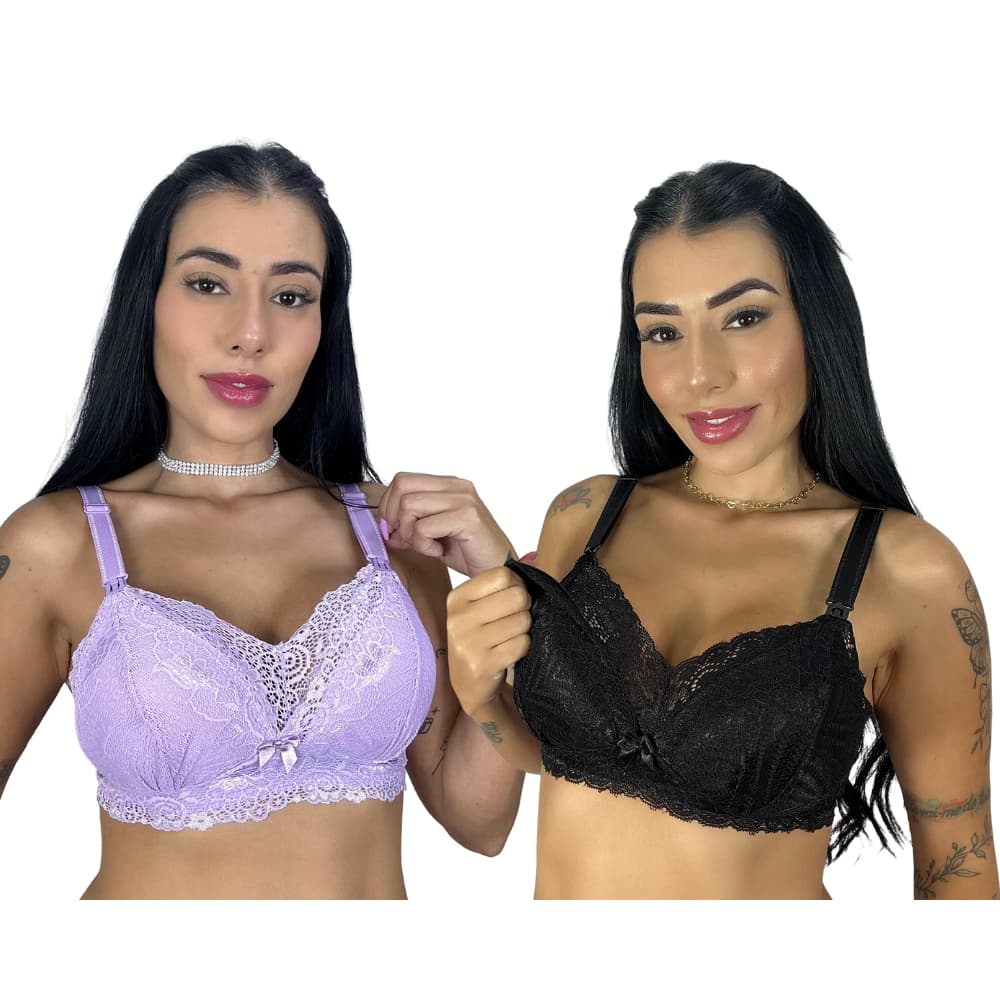 Kit 2 Amamentação Com Bojo Soft Reforçado Fecho Largo Gestante Pós Parto