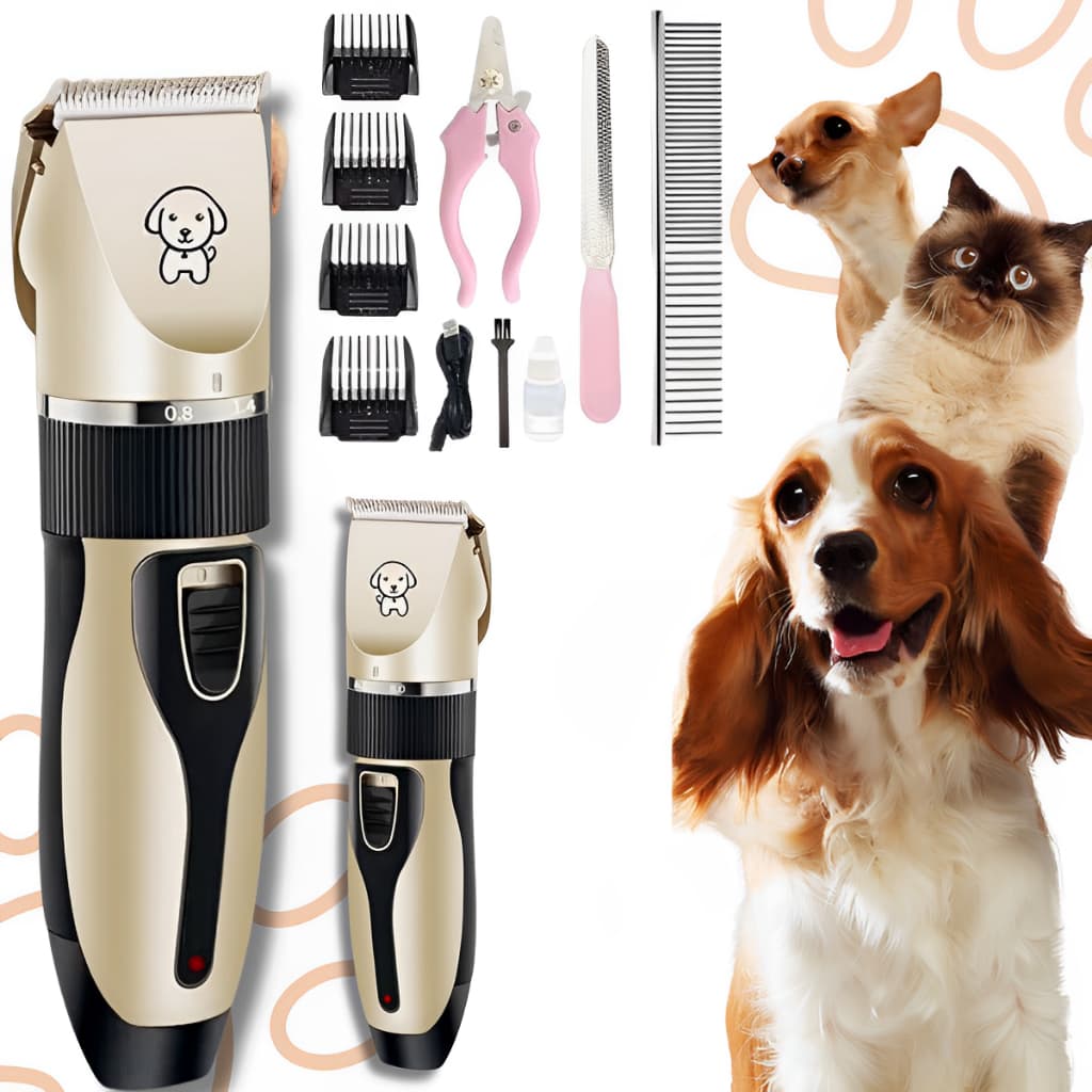 Máquina De Tosa Pet Elétrica Cortar Pelos Animais Cães Gatos Cachorro Profissional Recarregável Tosquiadeira Cor Dourado