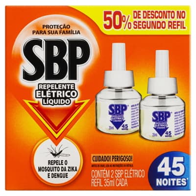 Repelente Elétrico Líquido SBP 45 Noites Refil (com 2 unidades)