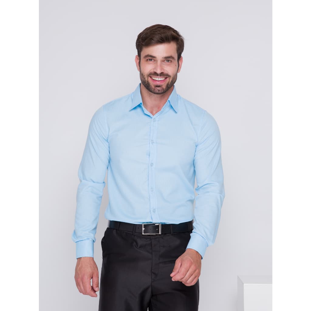 Camisa Social Masculina Manga Longa Slim Fit Lisa
