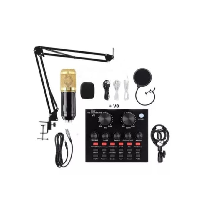 Kit Microfone Com Braço Articulado Conexao V8 P/ Youtube Tiktok BM800