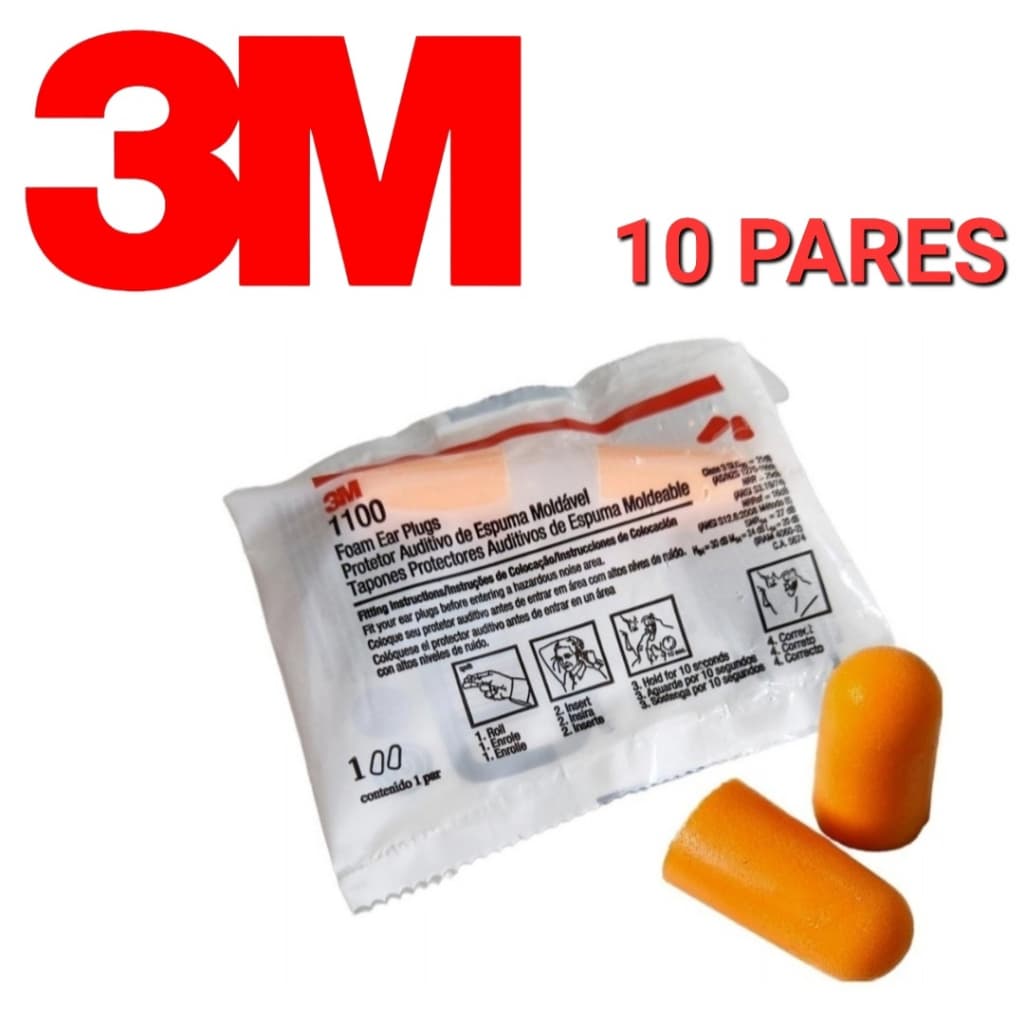 Protetor Auricular De Espuma 3m Ouvidos Abafador Kit Com 10 Pares