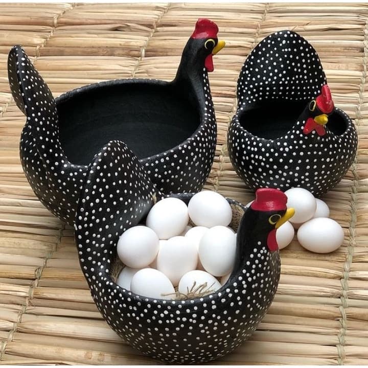 Galinha de Barro Porta Ovos - 1 Dúzia