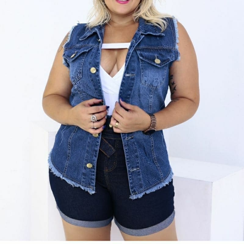 Colete jeans plus size  G1 G2 G3
