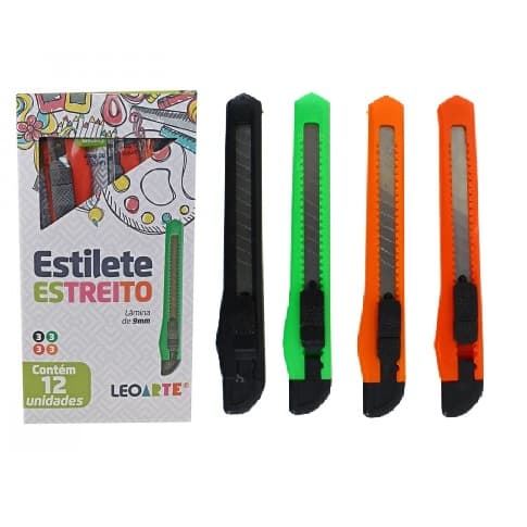 Caixa c/ 12 estilete estreito 9mm LeoArte barato