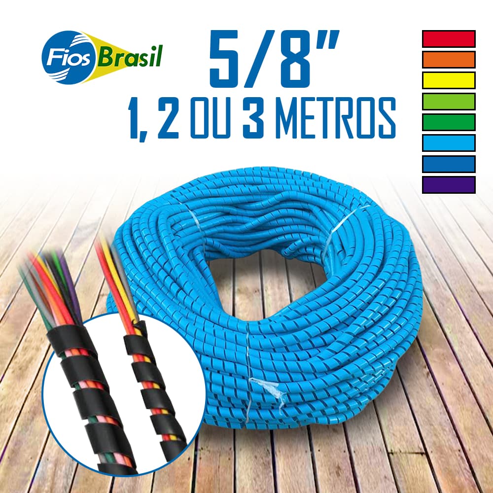 Tubo Espiral 5/8 | 15,88mm | Organizador De Fios e Cabos | Várias cores e tamanhos c/ NF-e