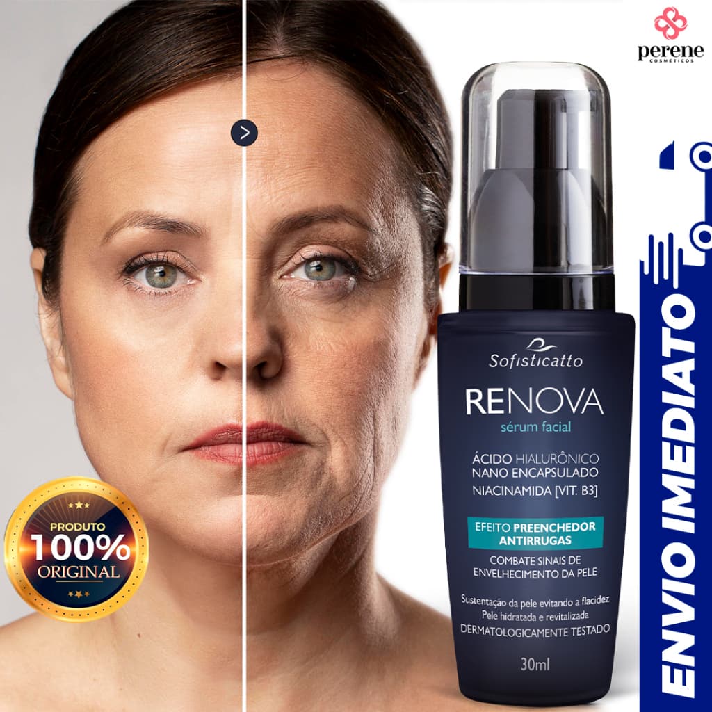 Renova Sérum Facial Preenchedor Antirrugas com Ácido Hialurônico 30mL