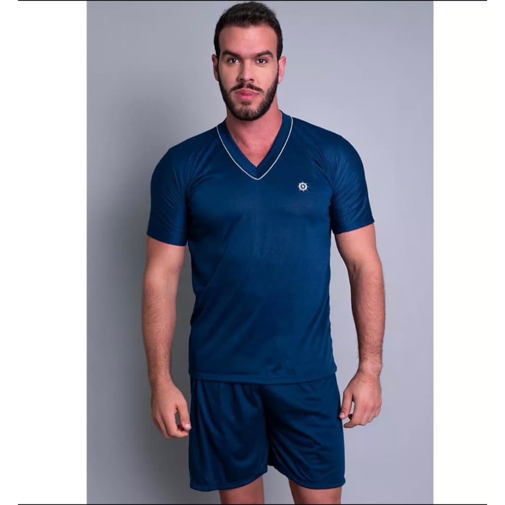 Pijama Masculino Adulto Curto Verão Manga Curta E Short Confortável