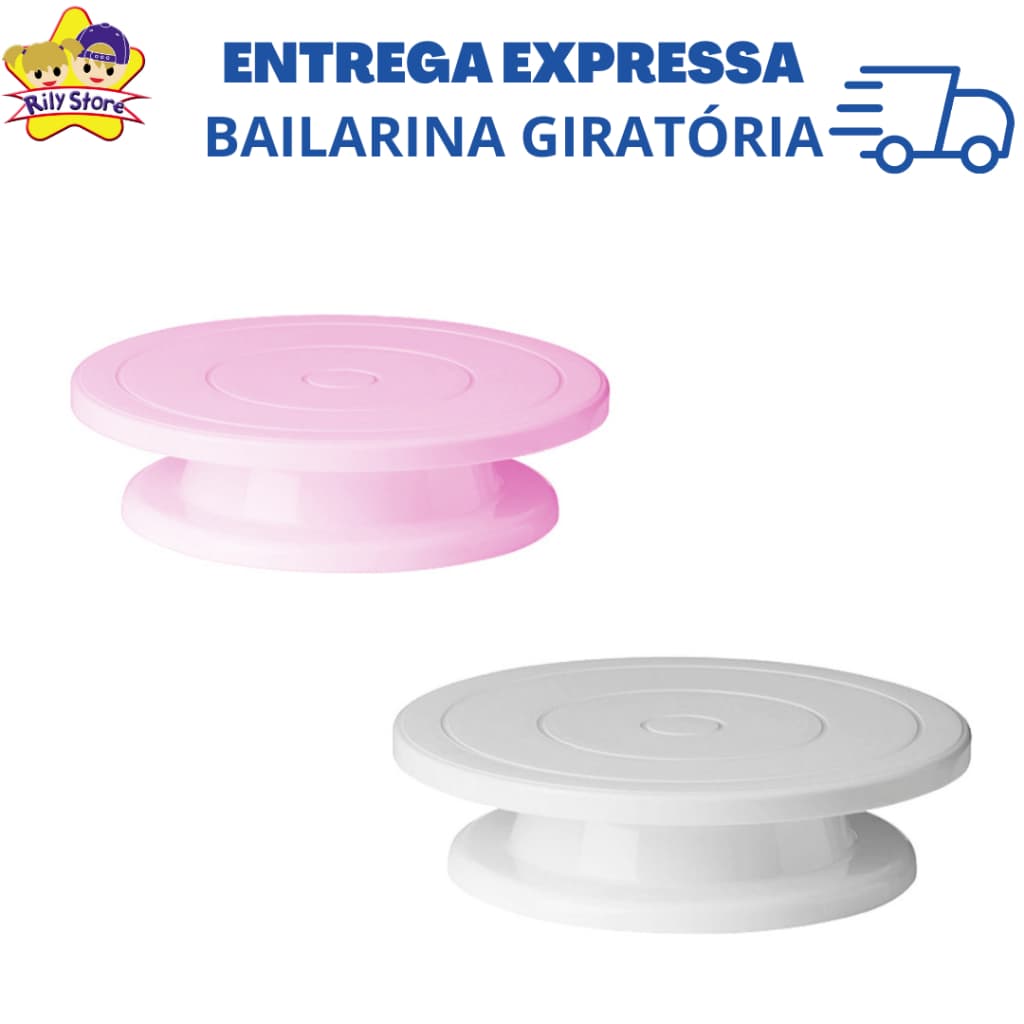 Boleira Giratória 28cm para Decoração e Suporte de Bolos Diversas Cores