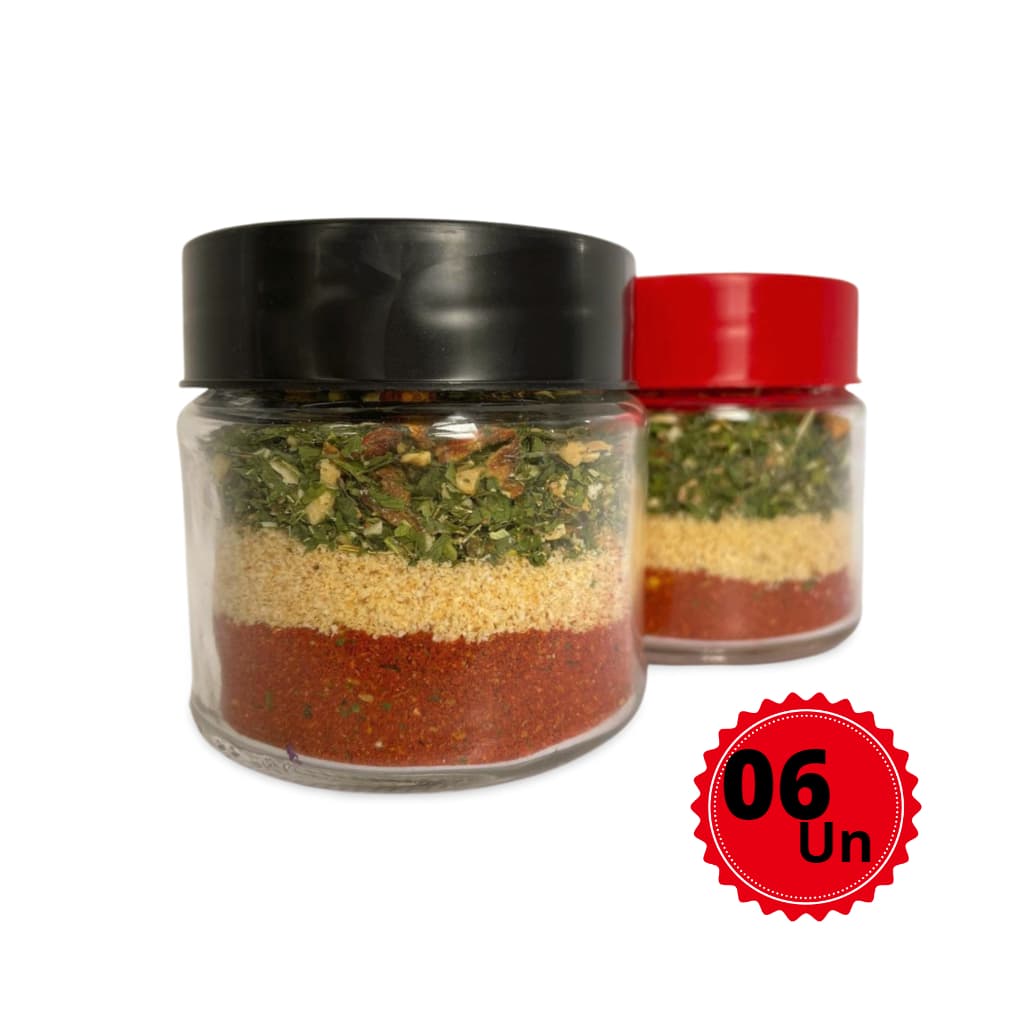 KIT c/06 Vidros Mini Belém 150ml + Tampas Plásticas - Multiuso