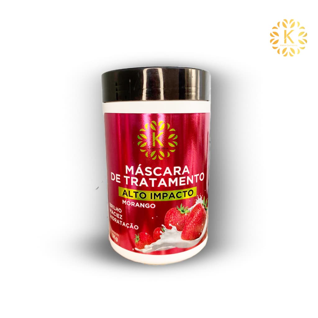 Máscara para cabelos Tratamento Alto Impacto de Morango 1kg Kairon Cosméticos