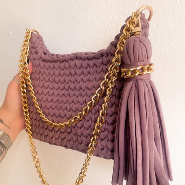 Bolsa de crochê/ bolsa feminina/ fio de malha/ bolsa feminina de crochê