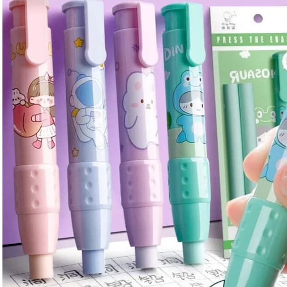 Caneta Borracha Retrátil + Refil Kawaii