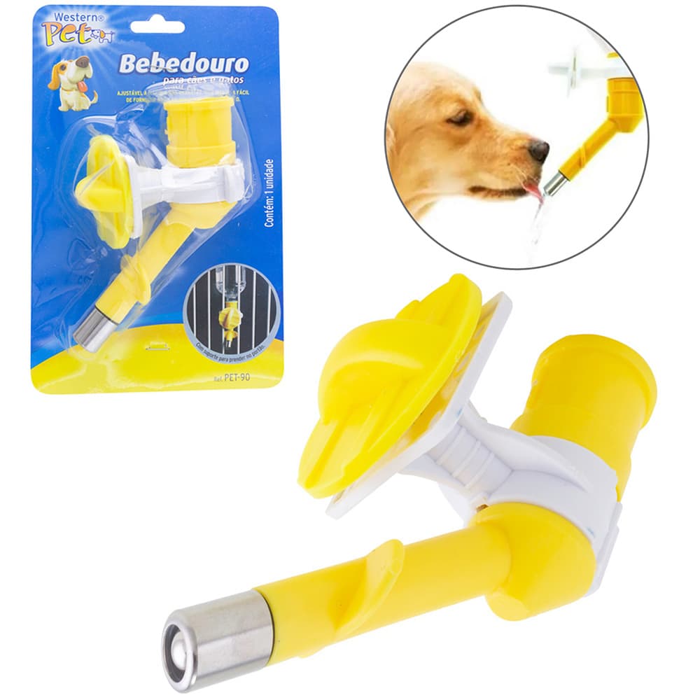 BEBEDOURO PARA CACHORRO E GATO AJUSTAVEL COM SUPORTE PRENDER PORTAO