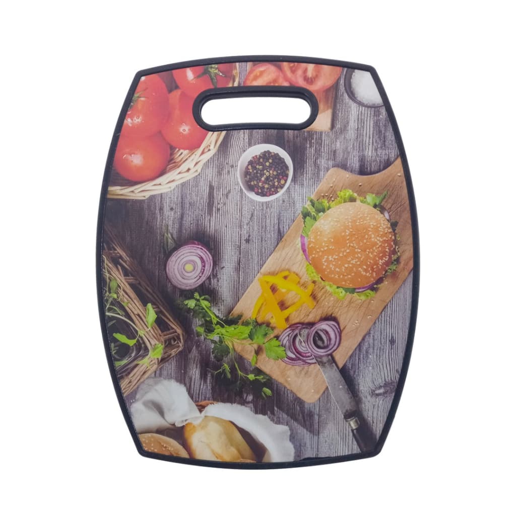 Tabua Corte Media Cozinha Carne Legumes Estampada 37x23 cm Com Borda