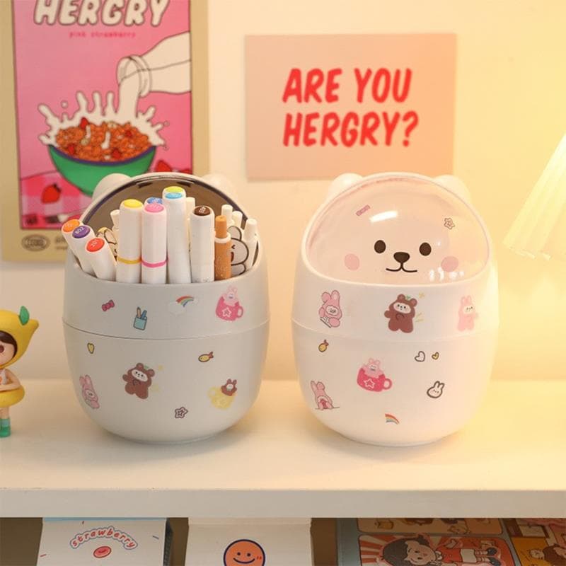 Multiuso Mini Lixeira Mesa Gatinho Quarto   Lata de Lixo Organizador Infantil c/ Adesivo 2D BO
