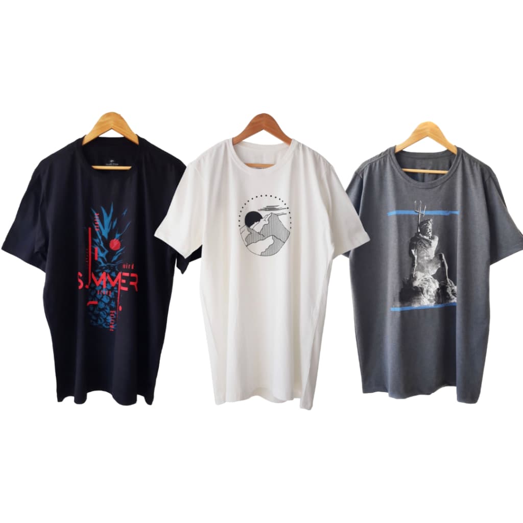 Kit 3 Camisetas Bonitas Plus Size G1 G2 G4 G5 G6 100% algodão