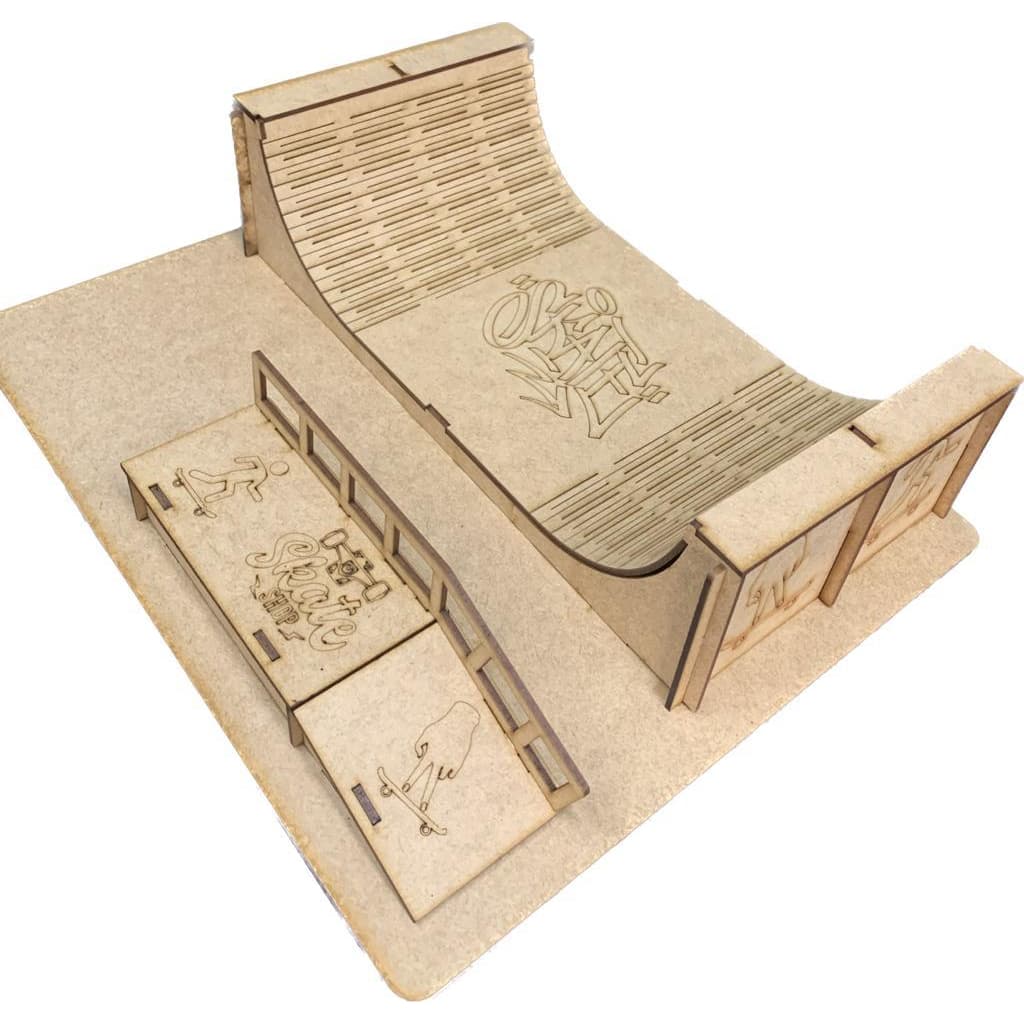Pista rampa skate de dedo Finger Board Mini Skate Half em MDF crú
