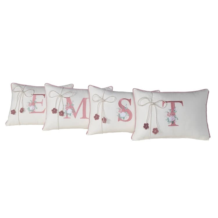 Almofada Palha Decorativa Personalizada Bordada com Inicial do Nome Rose