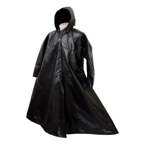 Capa para chuva confeccionada em courino com manga e capuz boiadeiro impermeável