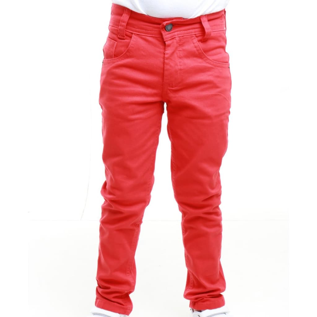 Calça Jeans Masculina Infantil Vermelha Tamanho 1 Ao 8