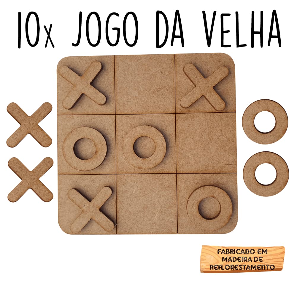 10 Jogos da velha em MDF 10cm tabuleiro brinquedo presente lembrancinha kit
