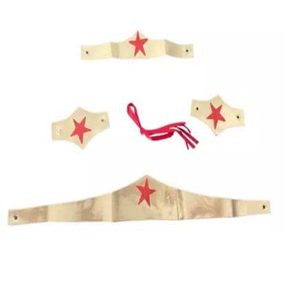 Acessório mulher maravilha coroa cinto bracelete infantil