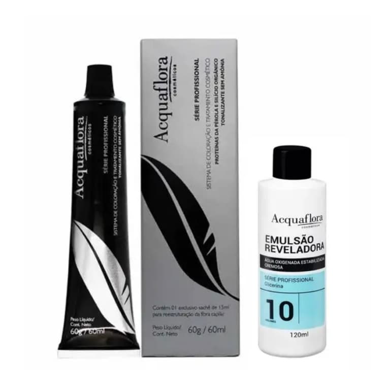 Kit Acqquaflora Tonalizante 4.0 Castanho Natural e OX 10 volumes 120 ml