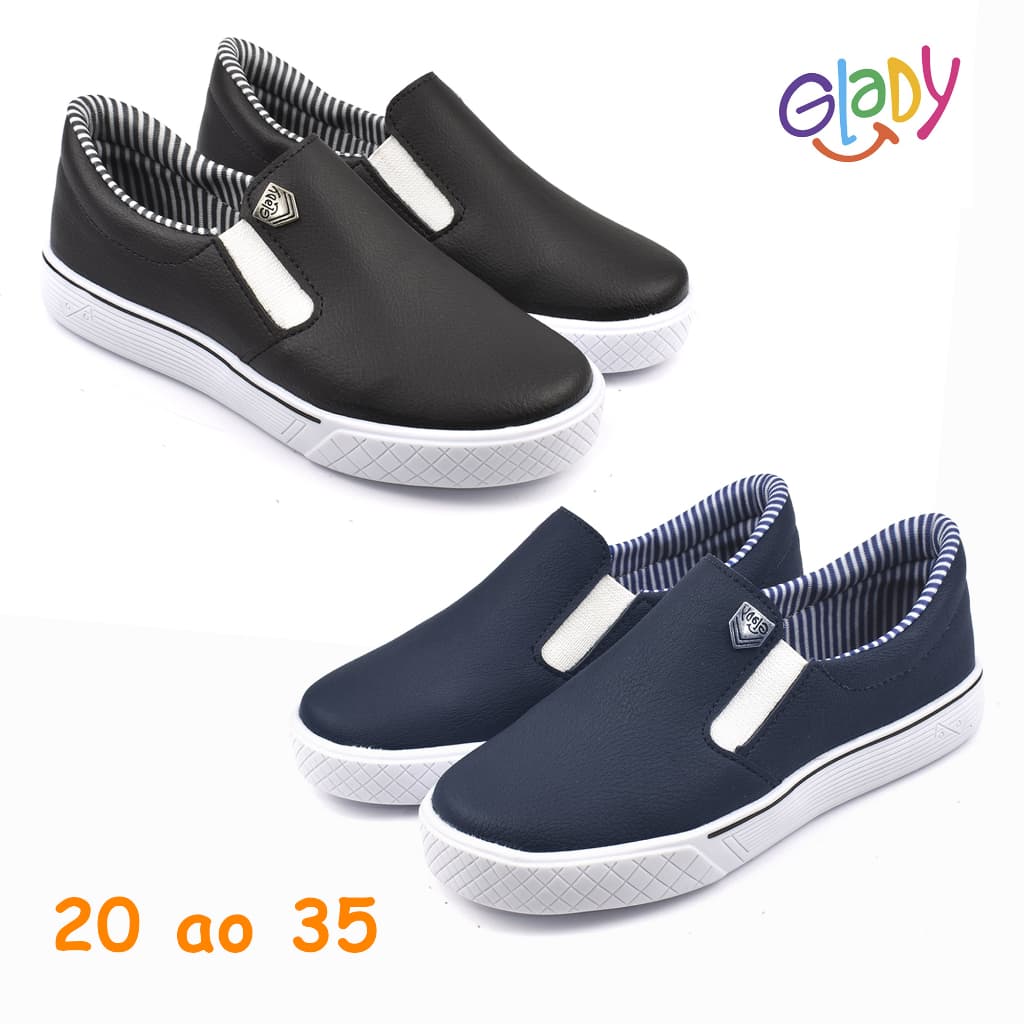 Tênis Infantil Menino Slip On Moda Casual Calce Fácil Confortável Estiloso - 20 ao 35