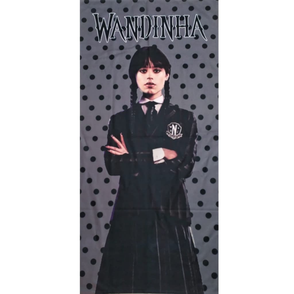 Toalha de Banho Praia Piscina Personagens Wandinha Família Addams Vandinha Cinza