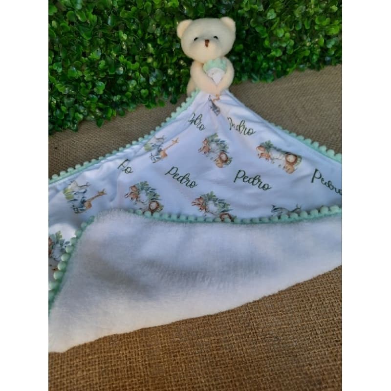Naninha bebê personalizada com nome e tema, naninha tecido macio soft