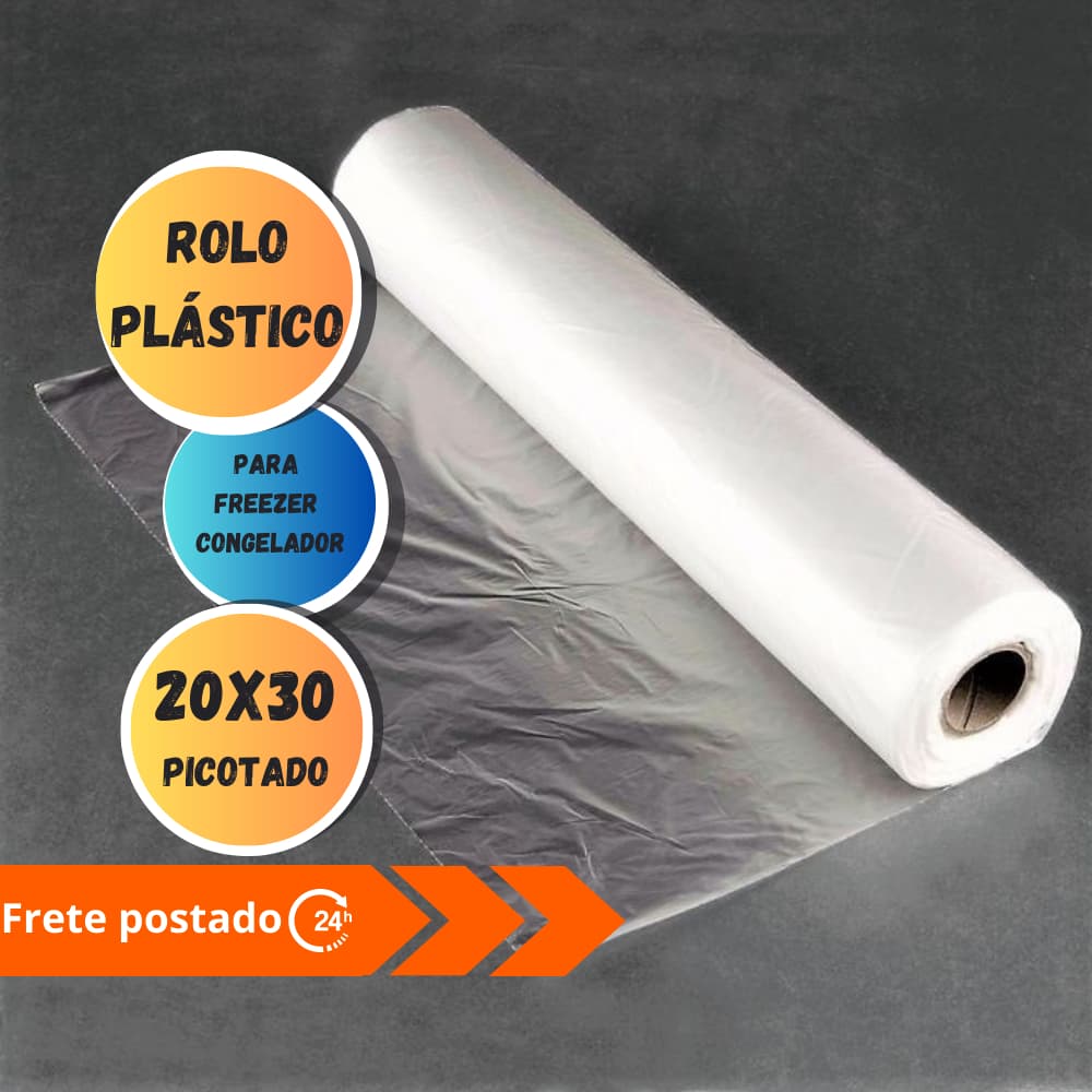 Rolo plástico 20 x 30 Bobina Picotada Saco Transparente Super mercado