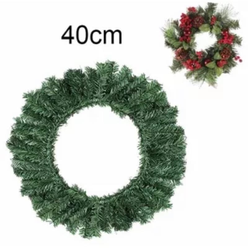 Guirlanda de Natal 40cm Crua Sem Enfeites Monte sua Decoração Natalina Fim de Ano - Decoração