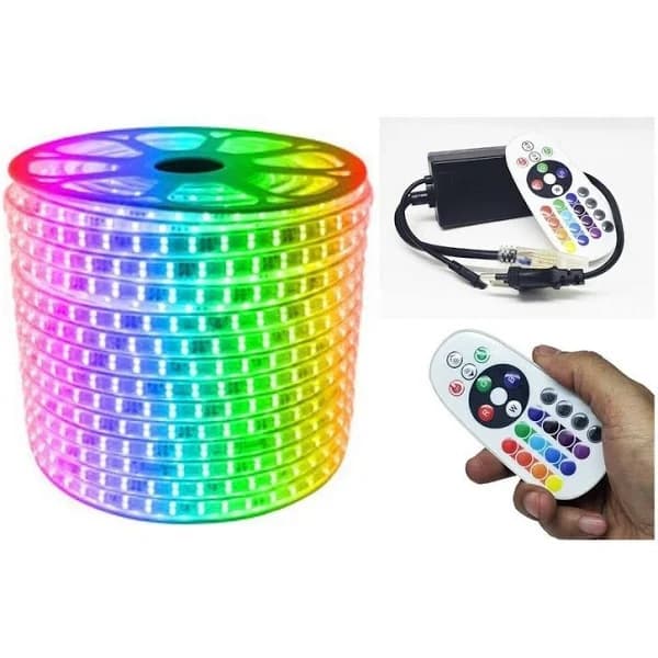 Mangueira de LED Colorida / Full RGB 5050Com Controle Remoto e Controlador - 10m Para Sancas e Decoração Festas - Pronta Para UsO